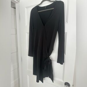 Vintage Express Black Long Sleeve Wrap Dress